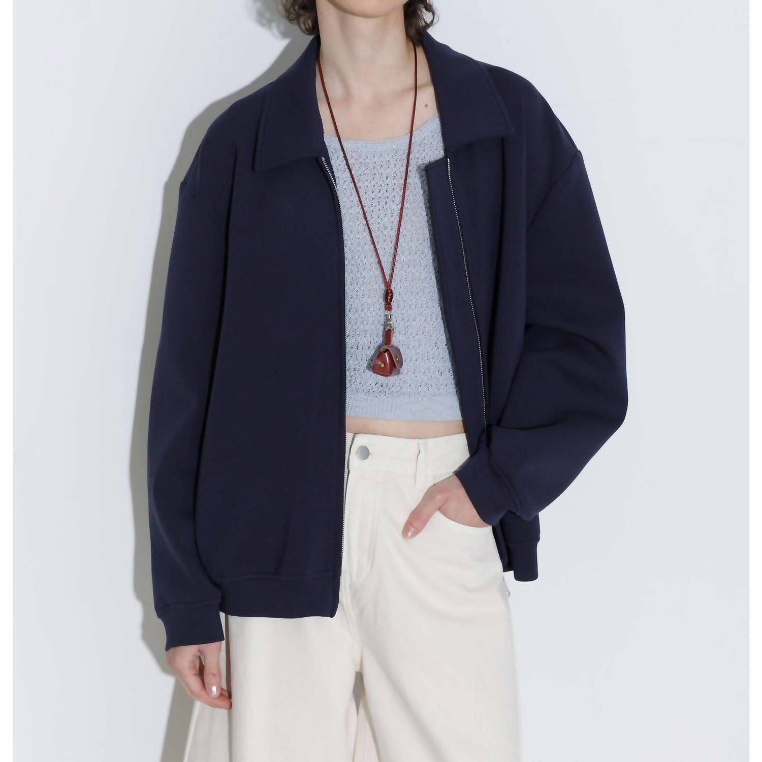 New Cubic Relaxed Fit Zipped Utility Jacket In Navy